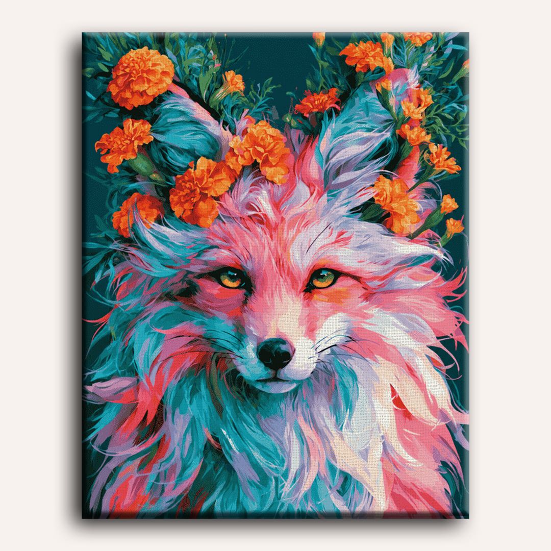Malen nach Zahlen - Fuchs mit Ringelblumenkrone