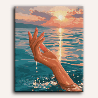 Malen nach Zahlen - Fingerspitzen im Sonnenuntergang