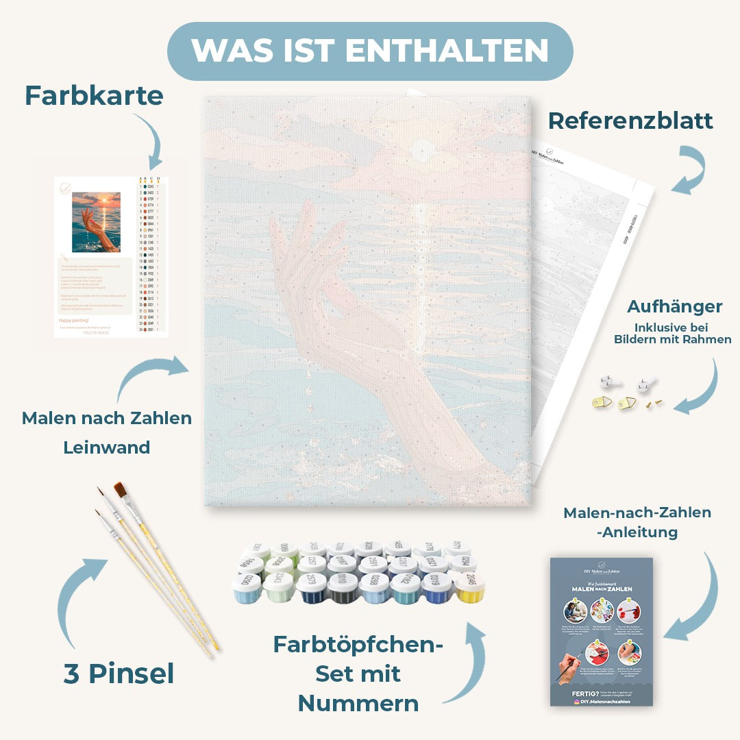 Malen nach Zahlen - Fingerspitzen im Sonnenuntergang
