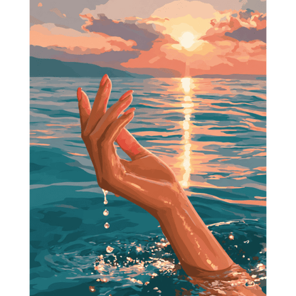 Malen nach Zahlen - Fingerspitzen im Sonnenuntergang