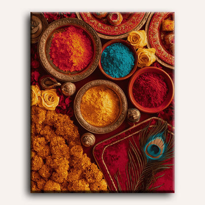 Malen nach Zahlen - Schalen voller Holi-Farben