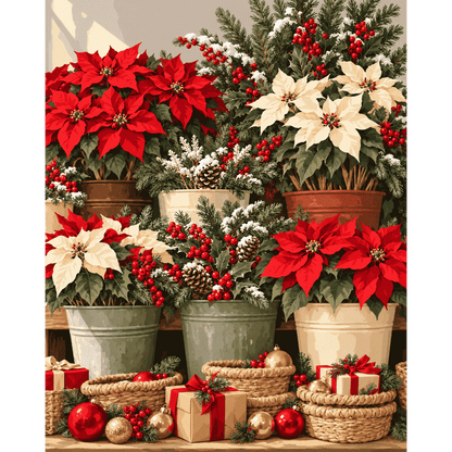 Malen nach Zahlen - Weihnachtssterntöpfe & Päckchen