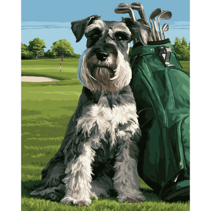 Malen nach Zahlen - Schnauzer auf dem Fairway