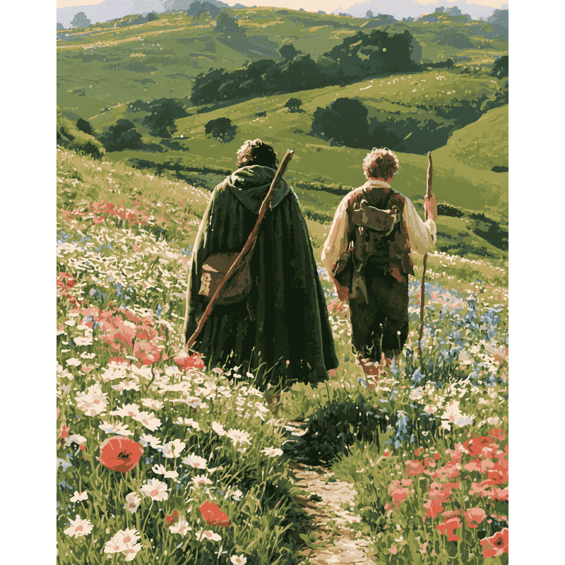 Malen nach Zahlen - Wanderer in den Wildblumen