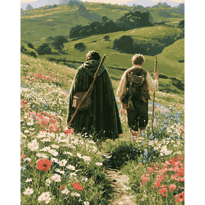 Malen nach Zahlen - Wanderer in den Wildblumen