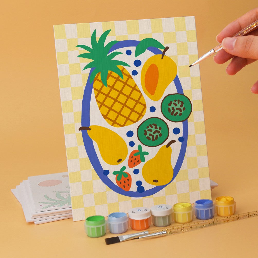6 Mini-Gemälde auf Holzplatte – Tropischer Urlaub Set