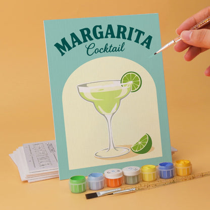 6 Mini-Gemälde auf Holzplatte – Bunte Cocktails Set