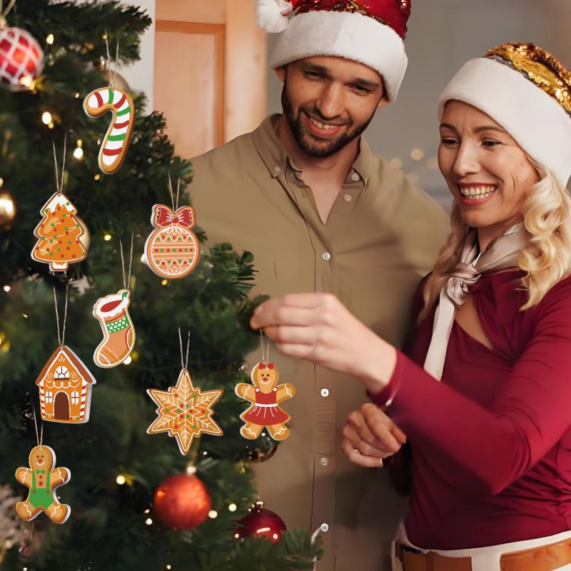 Malen nach Zahlen - 8 Weihnachtsanhängern | Lebkuchen-Set