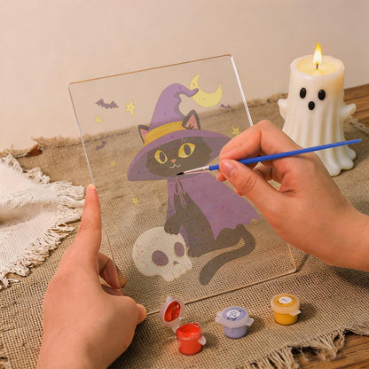 Malen nach Zahlen Halloween Lampe – Hexenkatze