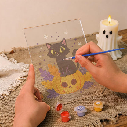 Malen nach Zahlen Halloween Lampe – Kürbiskatze