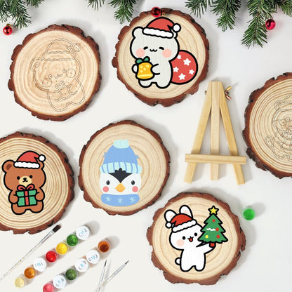 Malen nach Zahlen Baumscheibe - Weihnachtspinguin