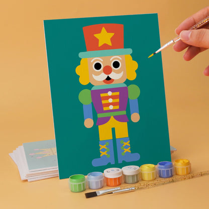 6 Mini-Gemälde auf Holzplatte – Nussknacker Set