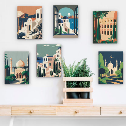 Malen nach Zahlen - 6 Mini-Paintings | Wunderschöne Landschaften Set