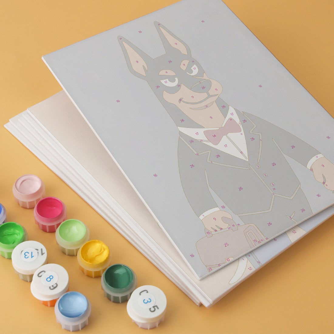 6 Mini-Gemälde auf Holzplatte – Schicke Hunde Set