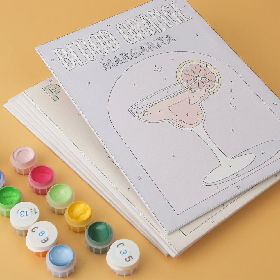 6 Mini-Gemälde auf Holzplatte – Bunte Cocktails Set