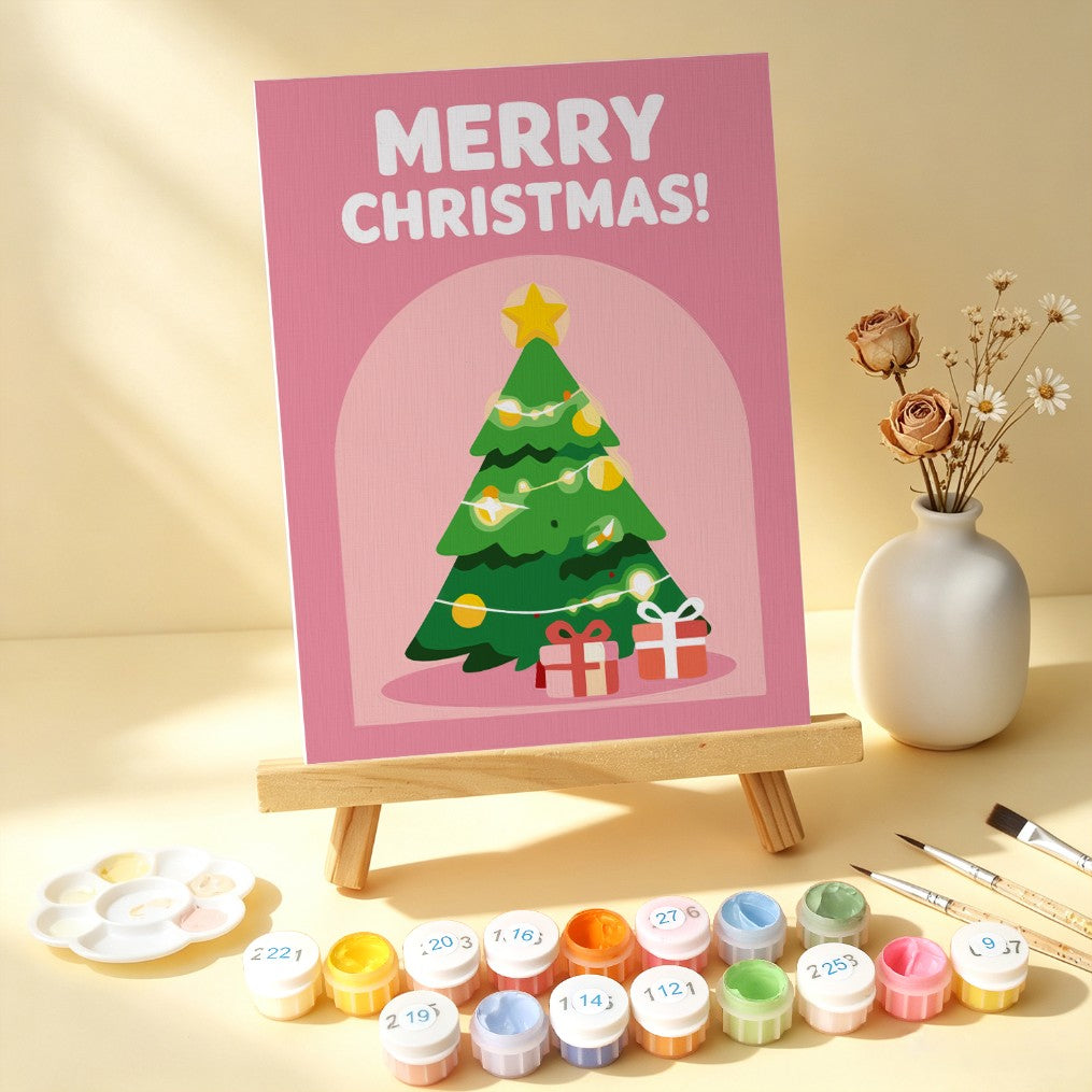 6 Mini-Gemälde auf Holzplatte – Weihnachtsgrüße Set