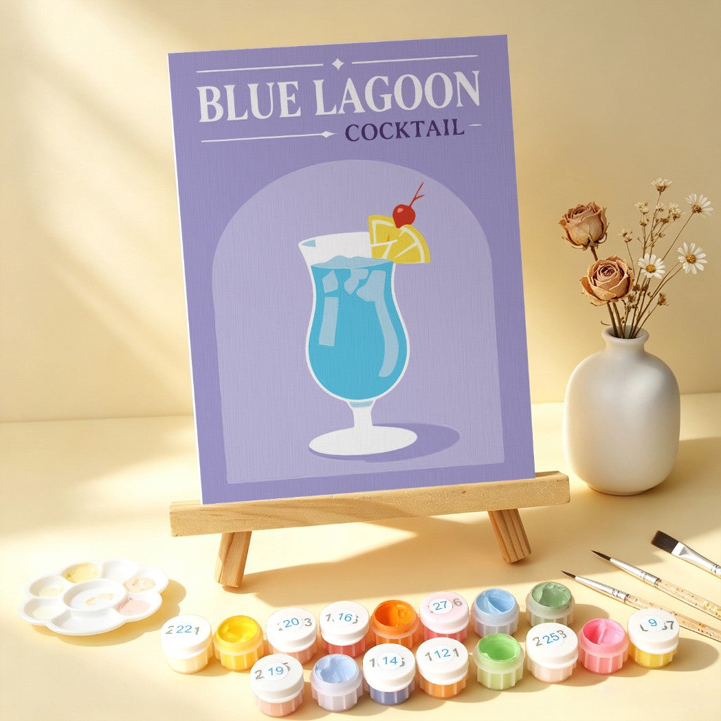 6 Mini-Gemälde auf Holzplatte – Bunte Cocktails Set