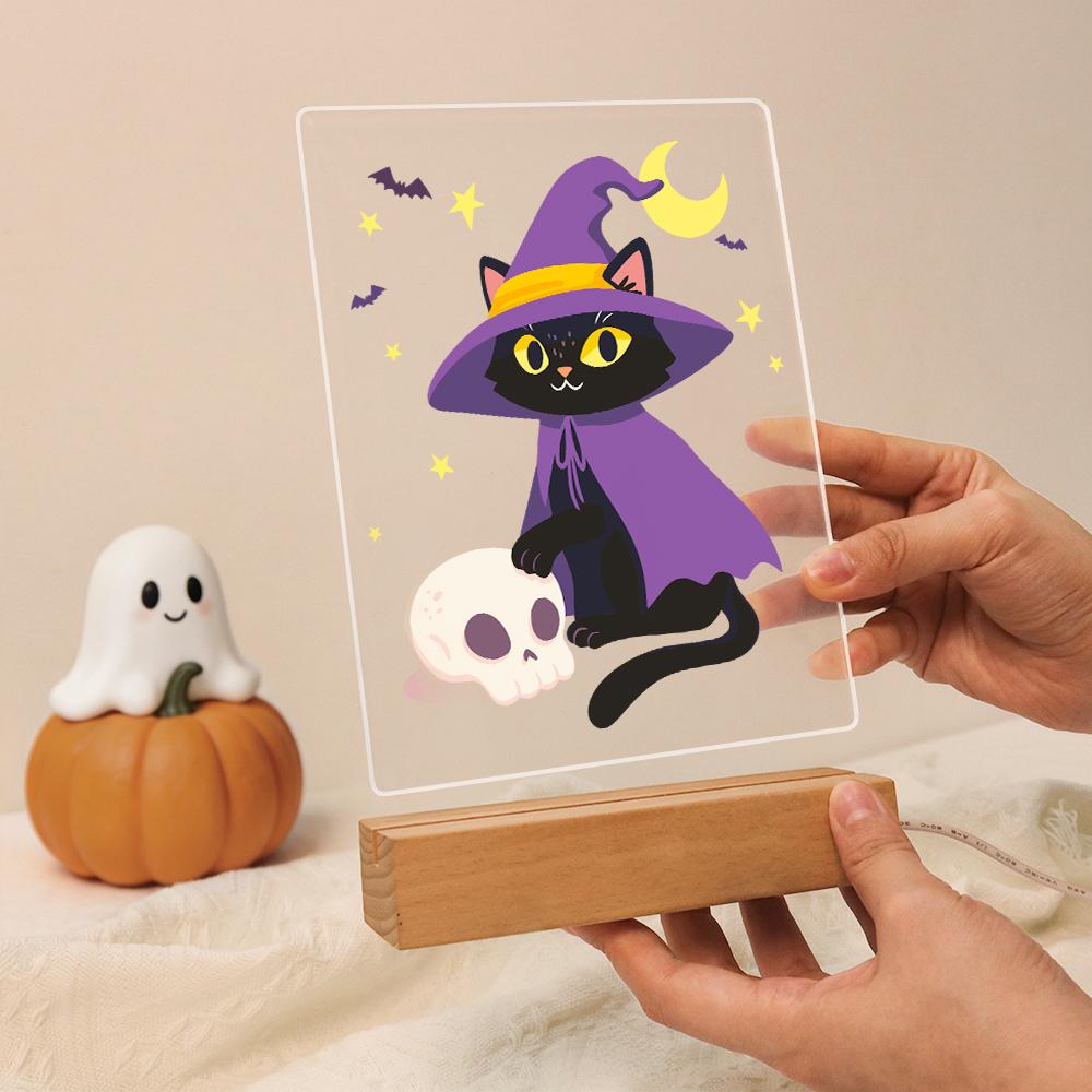 Malen nach Zahlen Halloween Lampe – Hexenkatze