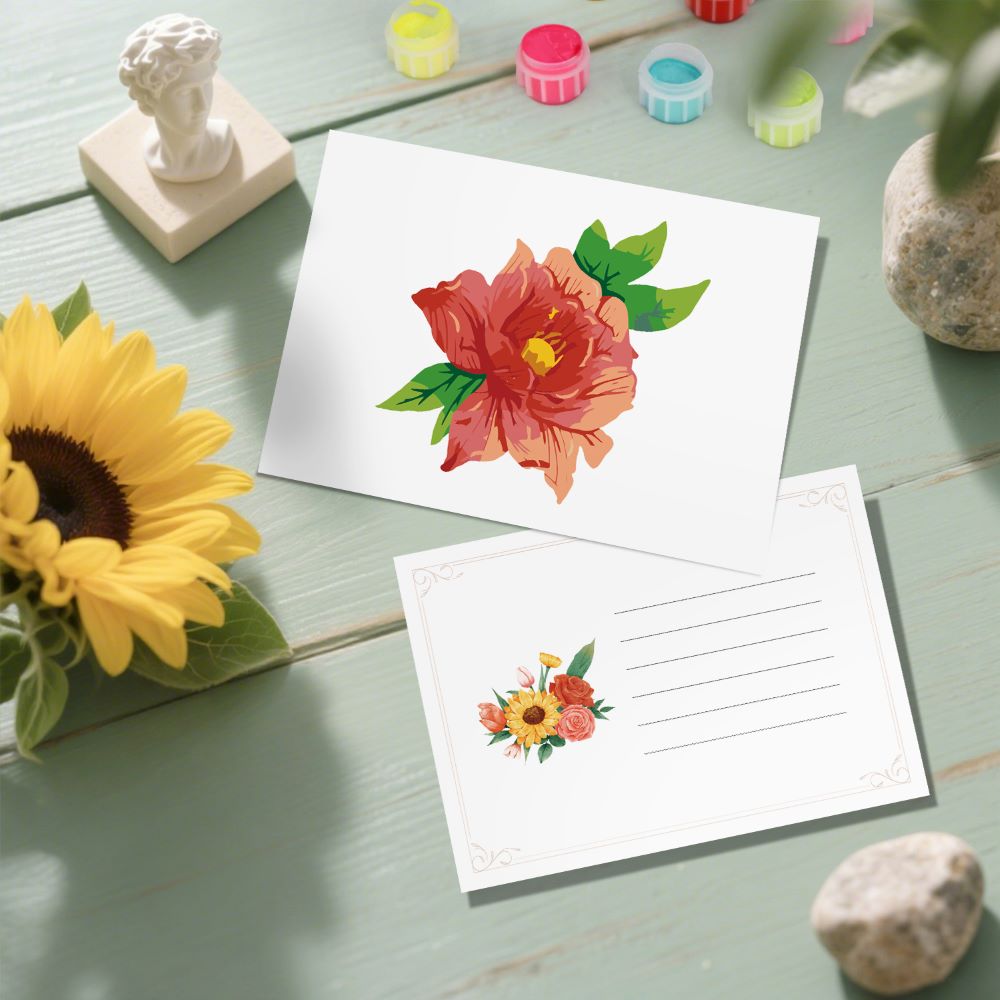 Malen nach Zahlen - 5 Postkarten – Blumen Set