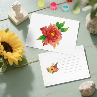 Malen nach Zahlen - 5 Postkarten – Blumen Set