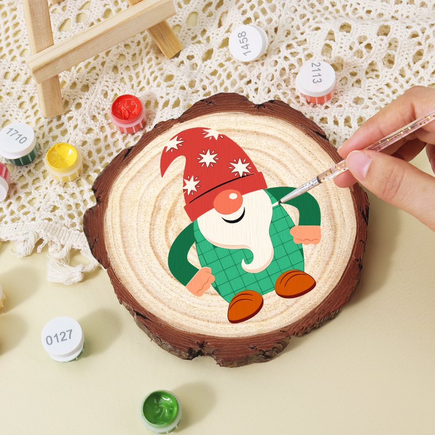 Malen nach Zahlen Baumscheibe - Weihnachtswichtel