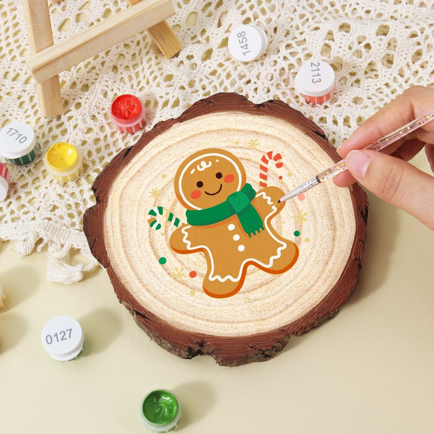 Malen nach Zahlen Baumscheibe - Lebkuchenmann