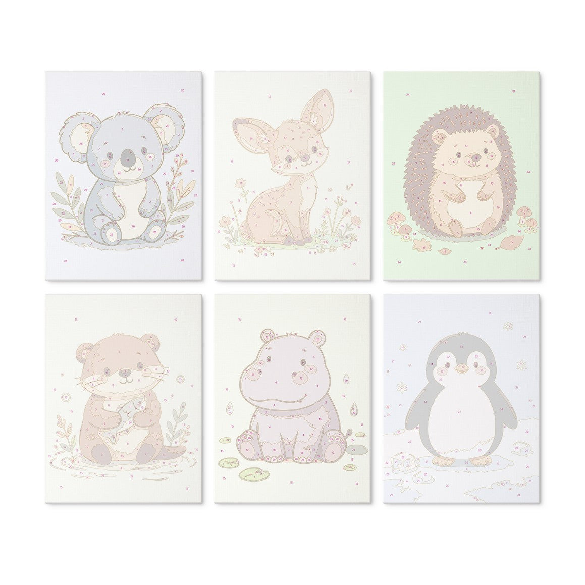 6 Mini-Gemälde auf Holzplatte – Kleine Tierfreunde Set