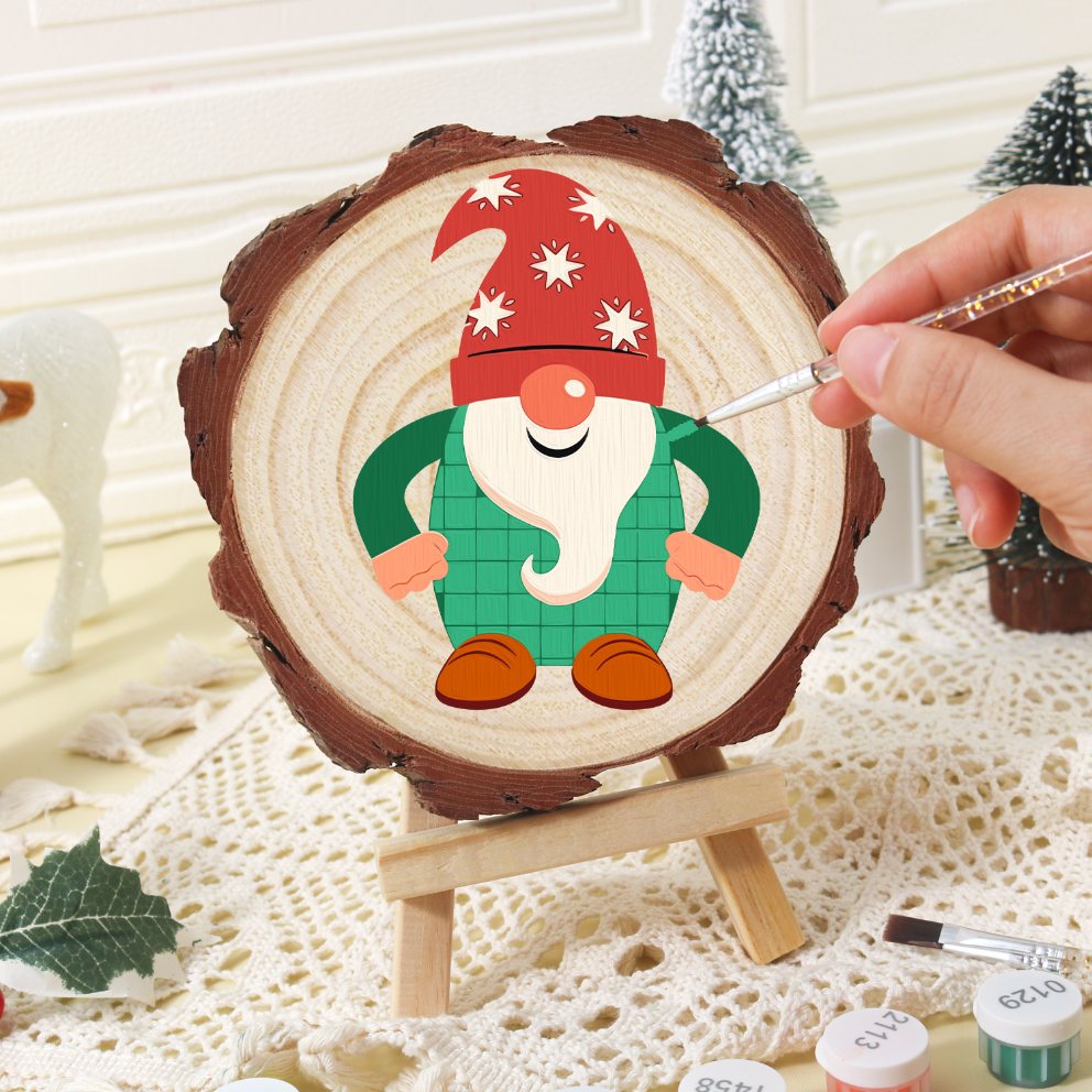 Malen nach Zahlen Baumscheibe - Weihnachtswichtel
