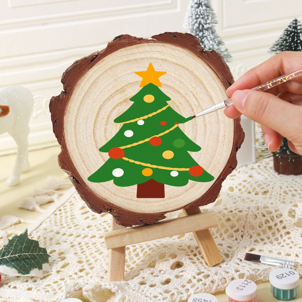 Malen nach Zahlen Baumscheibe - Weihnachtsbaum