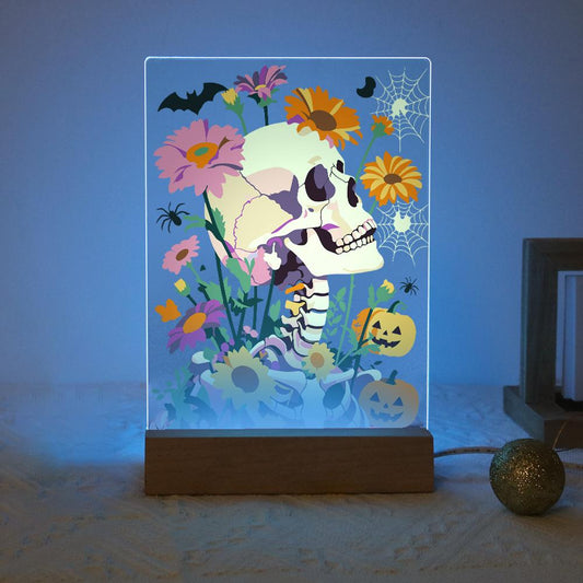 Malen nach Zahlen Halloween Lampe – Blumenschädel - Malen nach Zahlen
