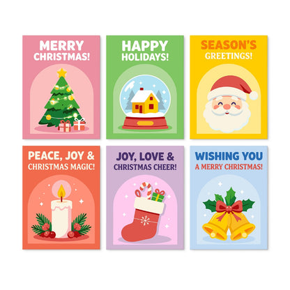 6 Mini-Gemälde auf Holzplatte – Weihnachtsgrüße Set