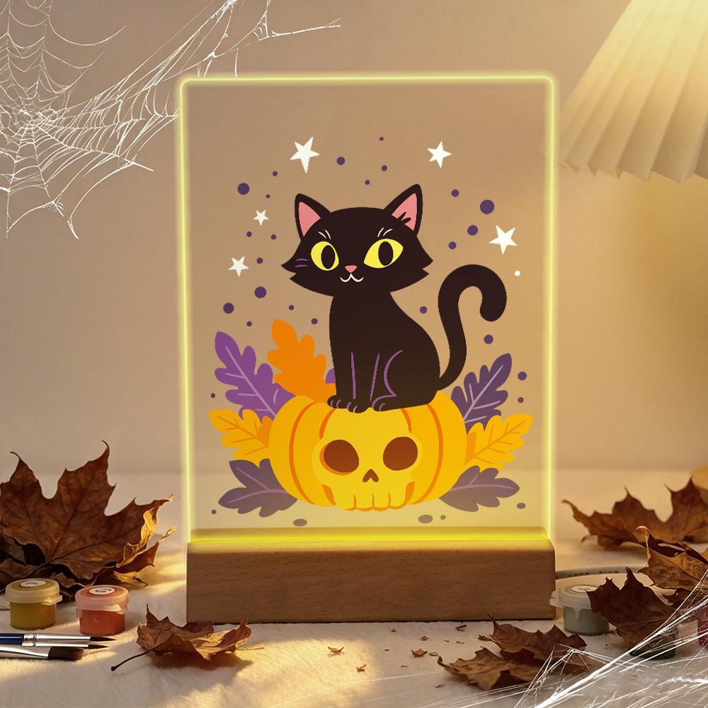 Malen nach Zahlen Halloween Lampe – Kürbiskatze