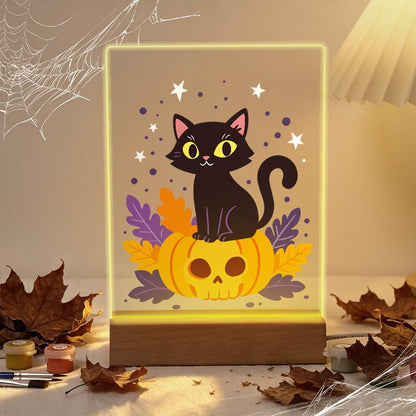 Malen nach Zahlen Halloween Lampe – Kürbiskatze