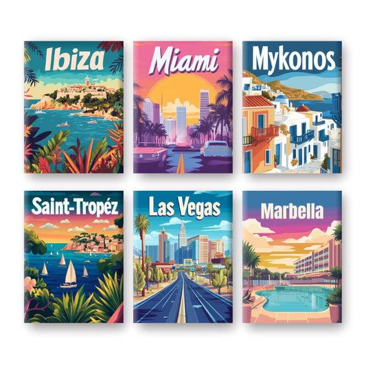 Malen nach Zahlen - Malen nach Zahlen – 6 Mini-Gemälde | Reiseposter-Set