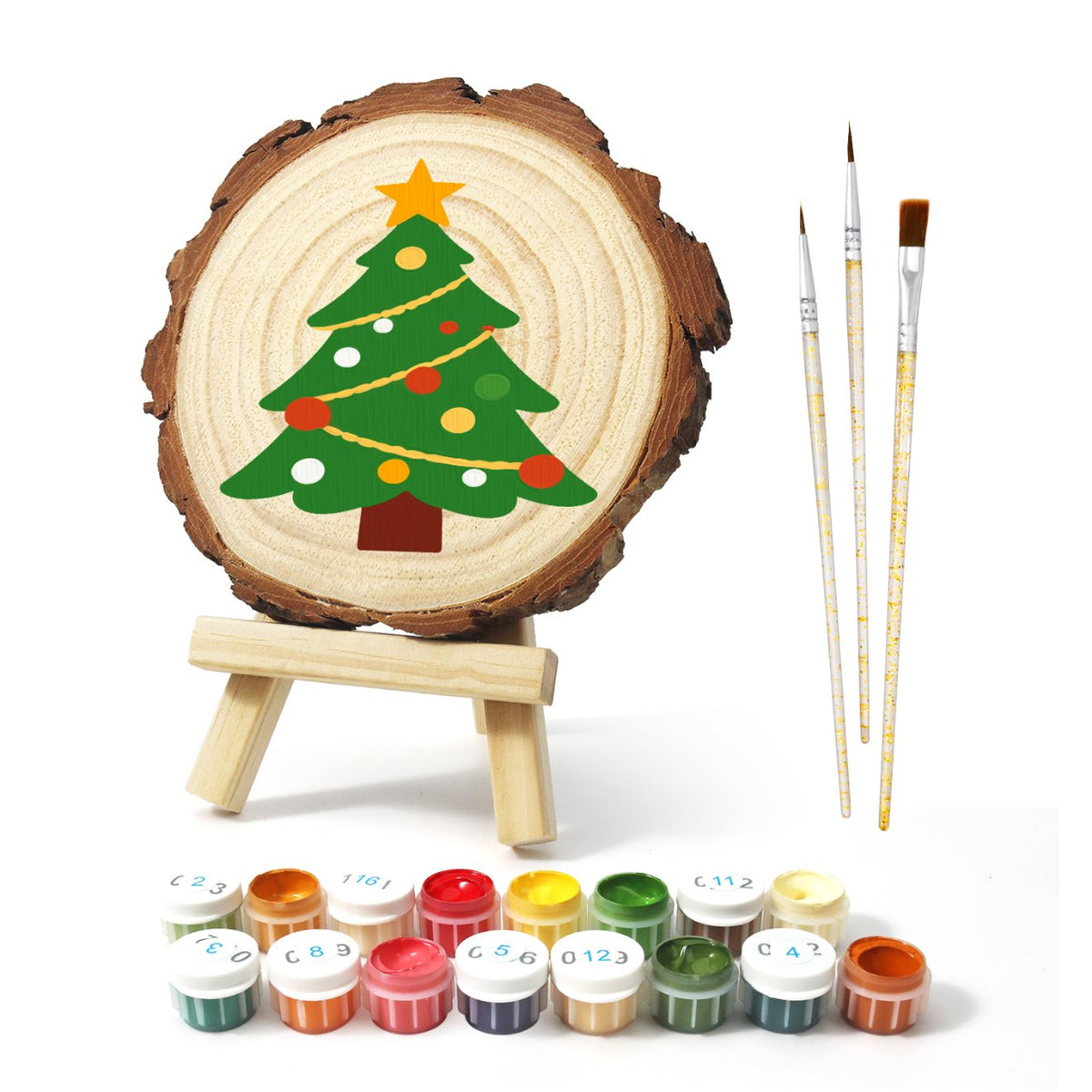 Malen nach Zahlen Baumscheibe - Weihnachtsbaum - Malen nach Zahlen