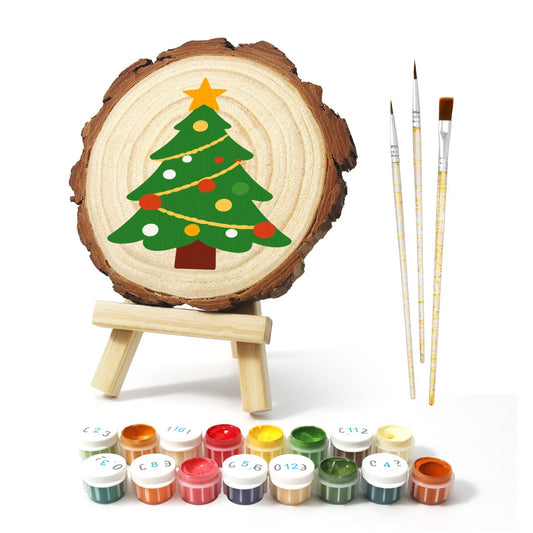 Malen nach Zahlen Baumscheibe - Weihnachtsbaum - Malen nach Zahlen