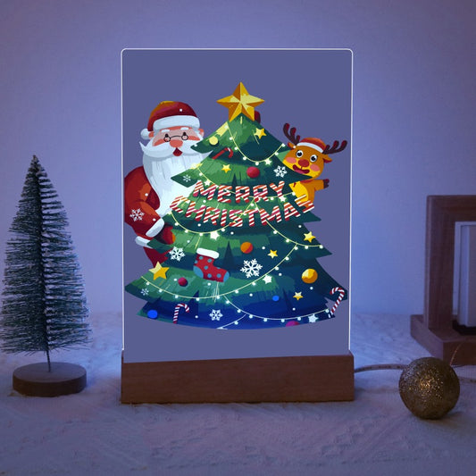 Malen nach Zahlen - Malen nach Zahlen Weihnachtslampe | Weihnachtsmann und Rentier mit dem Baum