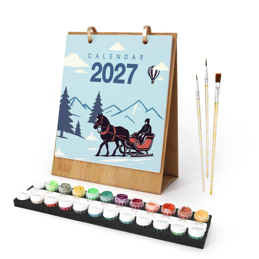2027 Malen nach Zahlen Tischkalender | Vintage Reise Edition - Malen nach Zahlen