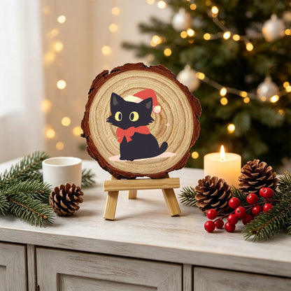 Malen nach Zahlen Baumscheibe - Weihnachtskatze