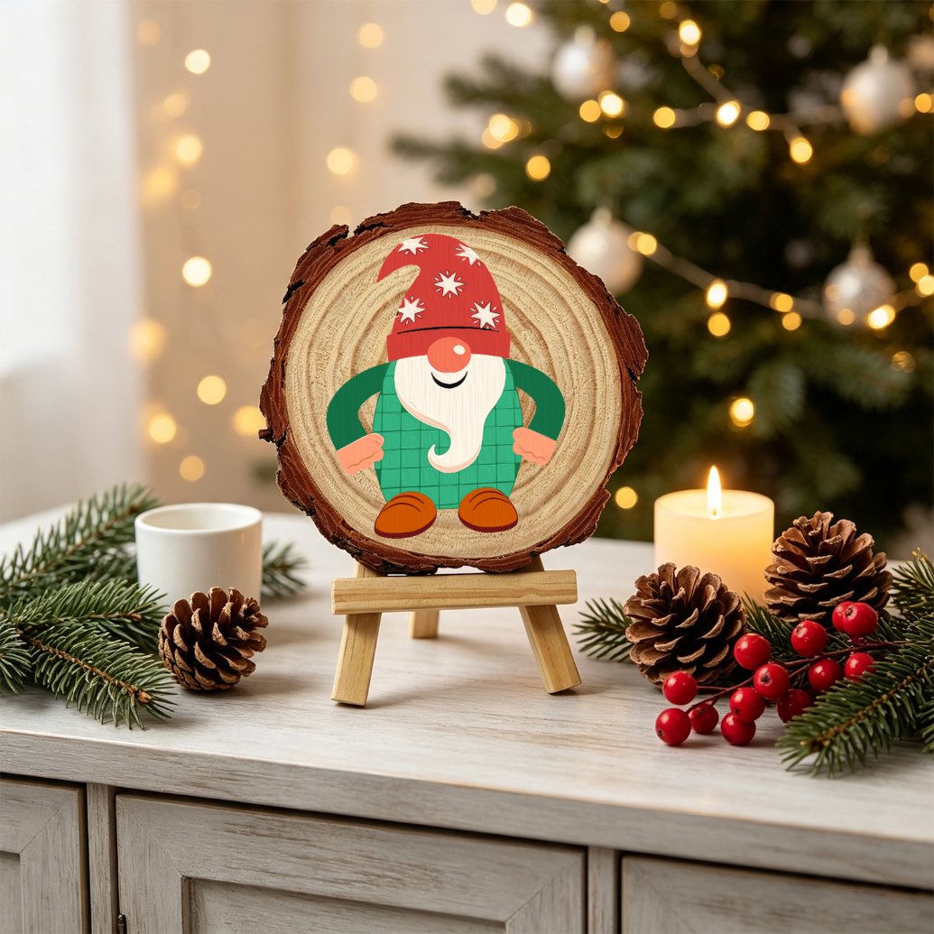 Malen nach Zahlen Baumscheibe - Weihnachtswichtel