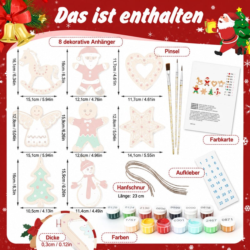 8 XL Weihnachtsanhängern | Lebkuchen-Weihnachtsset