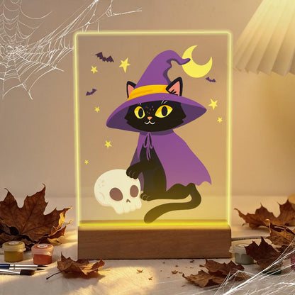 Malen nach Zahlen Halloween Lampe – Hexenkatze