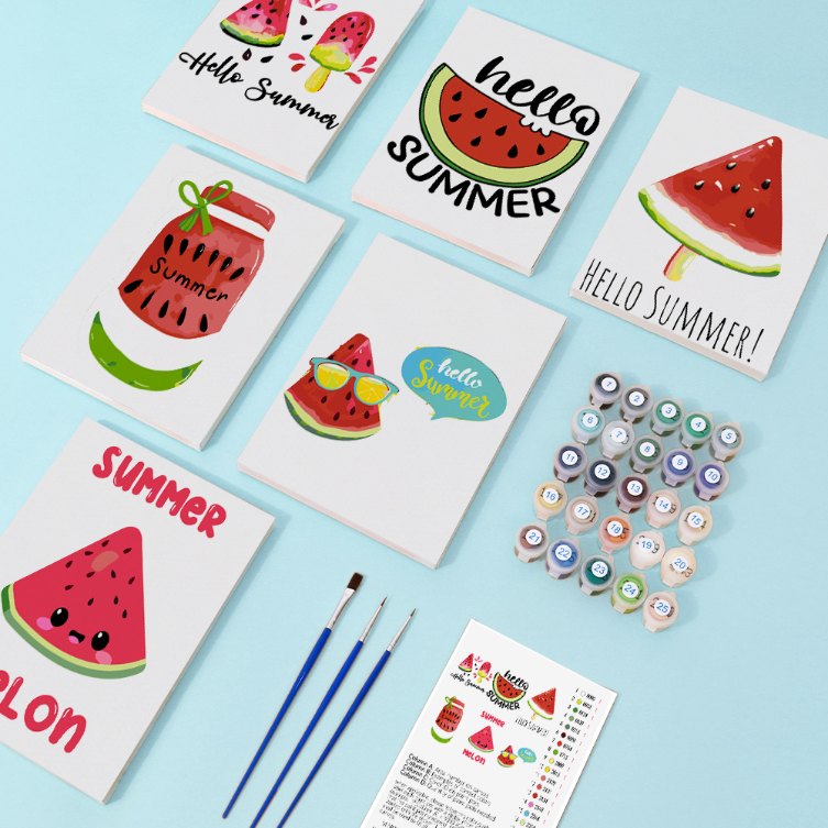 Malen nach Zahlen – 6 Mini-Gemälde | Summer Melon Set