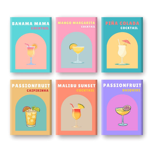 Malen nach Zahlen - Malen nach Zahlen – 6 Mini-Gemälde | Tropisches Cocktail-Set