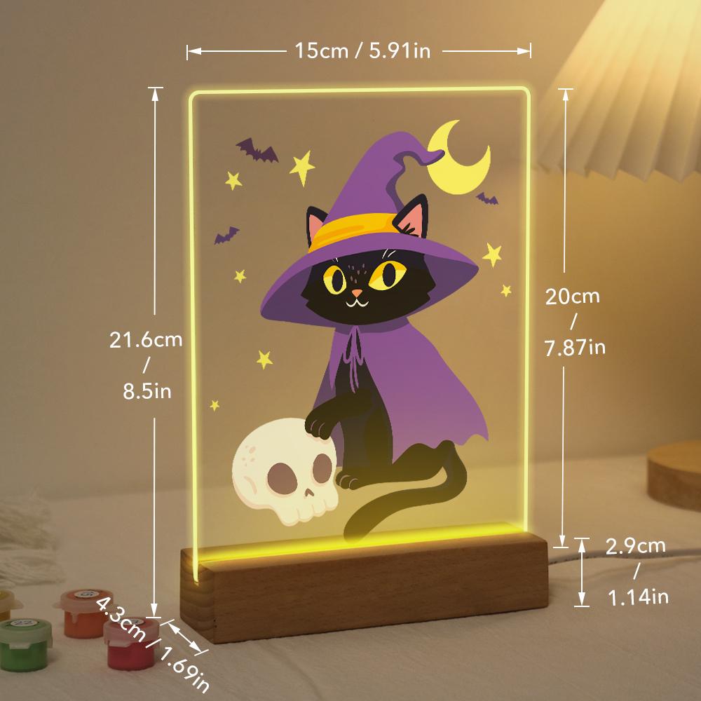 Malen nach Zahlen Halloween Lampe – Hexenkatze
