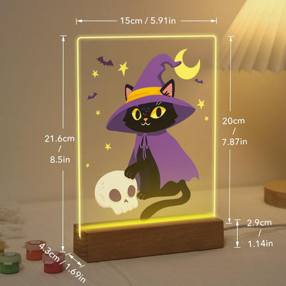 Malen nach Zahlen Halloween Lampe – Hexenkatze