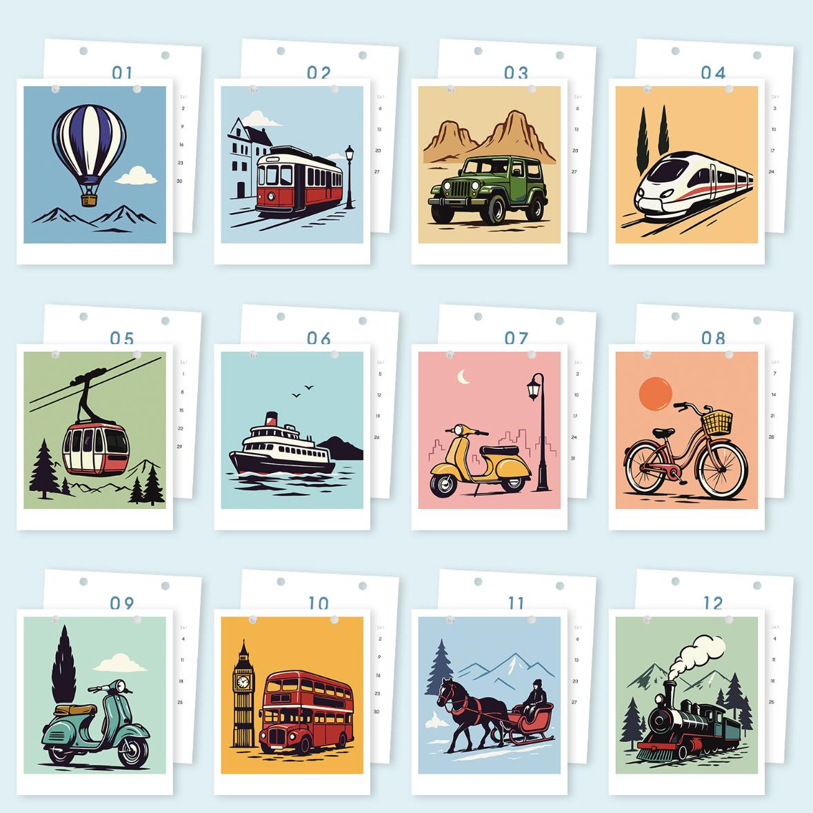 2027 Malen nach Zahlen Tischkalender | Vintage Reise Edition