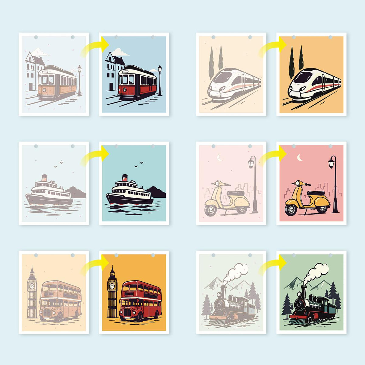 2027 Malen nach Zahlen Tischkalender | Vintage Reise Edition