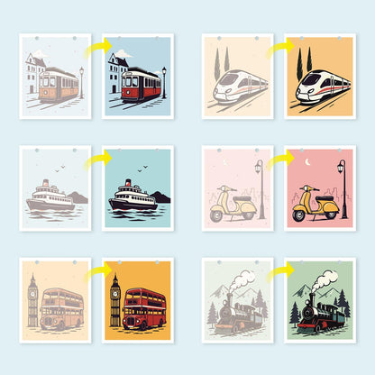 2027 Malen nach Zahlen Tischkalender | Vintage Reise Edition