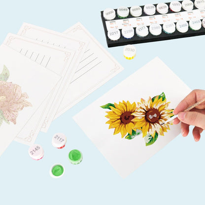 Malen nach Zahlen - 5 Postkarten – Blumen Set